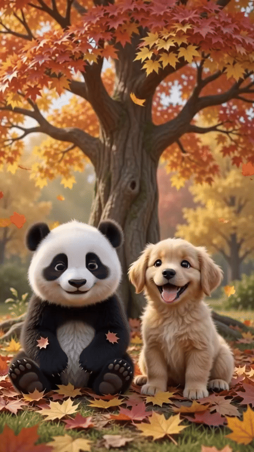 🐼🐶 Baby Panda & Cute Puppy’s Autumn Adventure 🍂 | 3D Cartoon