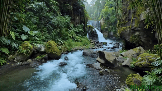 Flowing River Sounds 4K with Birds and Leaves Rustling – Soothing Nature Ambienc