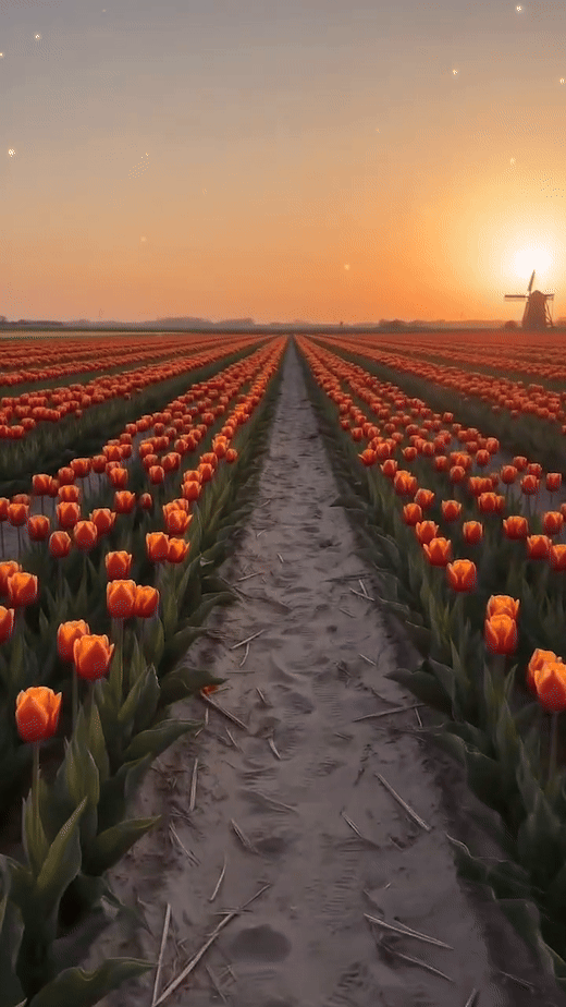 ow Is This Even Real? 🌷 Netherlands Tulip Fields at Sunset #shorts  #shortvideo