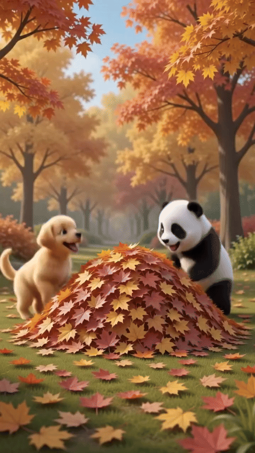 🐼🐶 Baby Panda & Cute Puppy’s Autumn Adventure 🍂 | 3D Cartoon